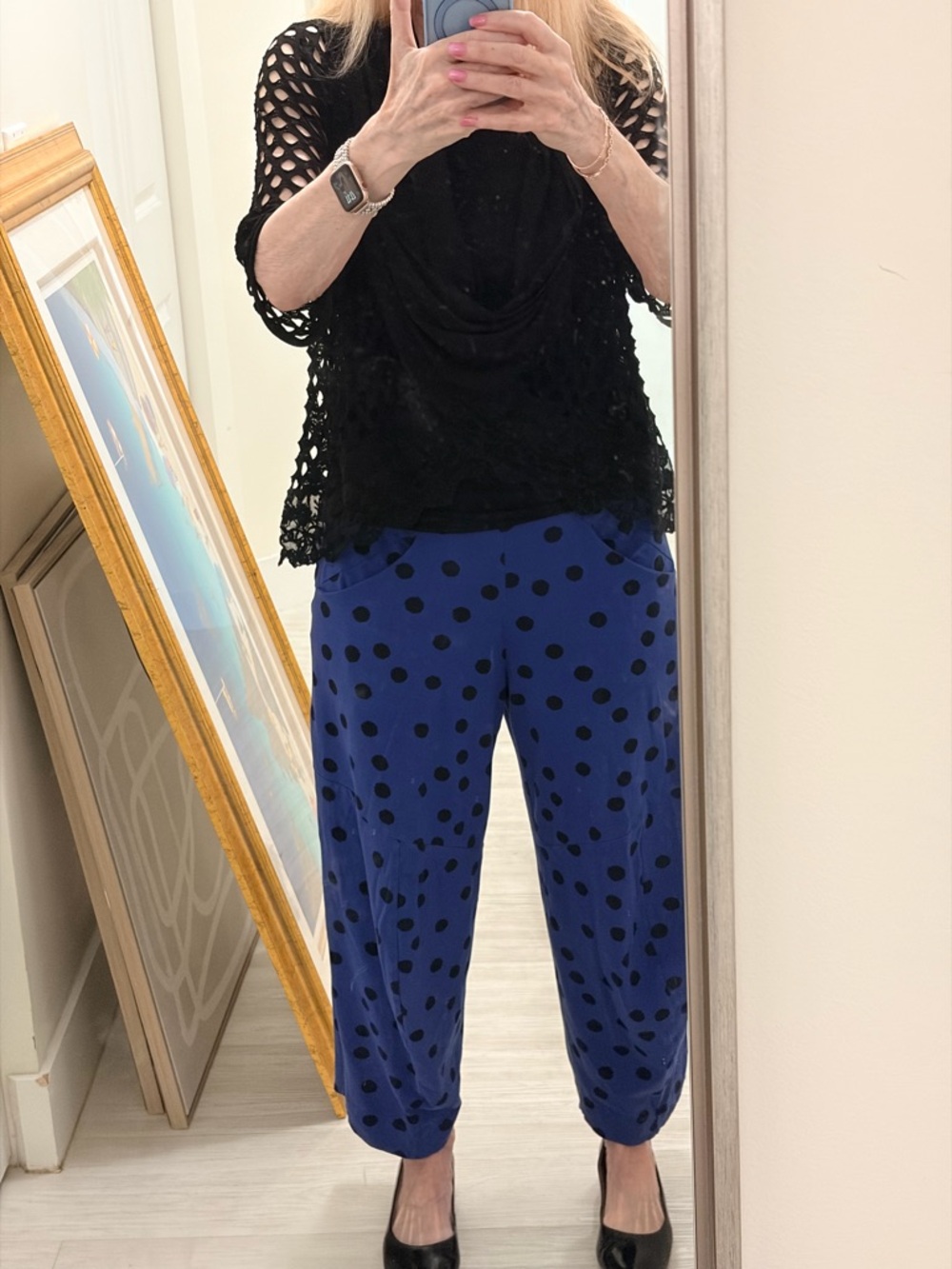MxM Matthildur Blue Polka Dot Lantern Pants